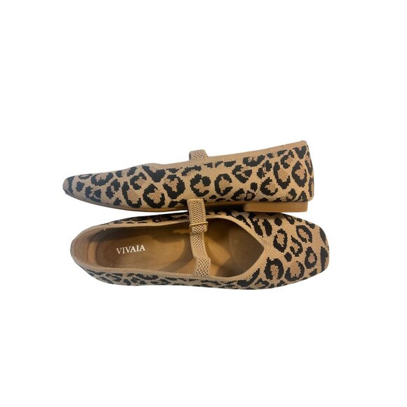 Vivaia Margot Mary Jane Leopard Print Stretch Knit Square Toe Flats 39.5 US 8.5 - Picture 4 of 7